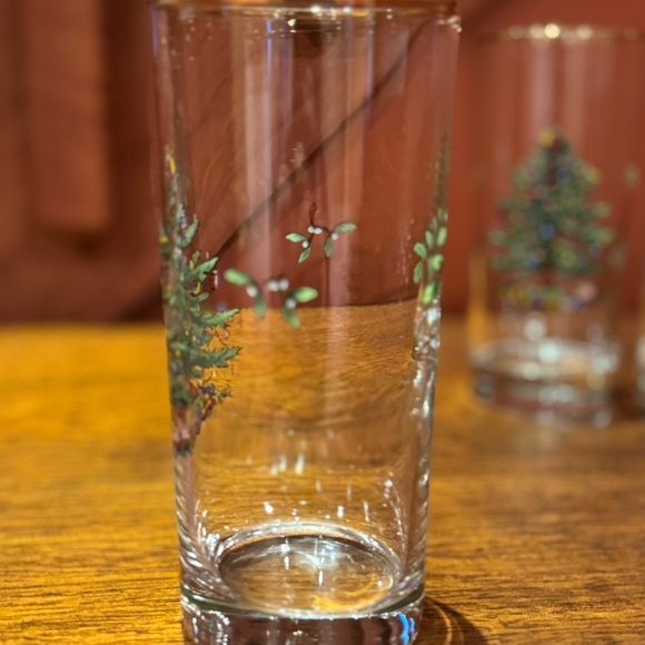 Set of 4 Spode Christmas Tree🎄Highball Water Glasses Gold Rimmed 6" Tumbler - Picture 5 of 7